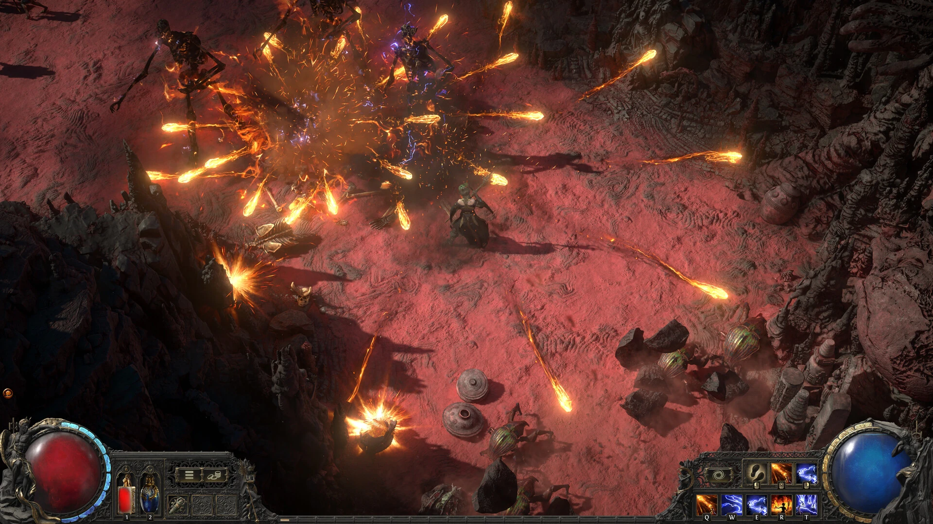 Path of Exile 2 screenshot - lots of fireballs Path of Exile 2 screenshot - lots of fireballs