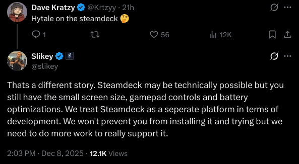 Thats a different story. Steamdeck may be technically possible but you still have the small screen size, gamepad controls and battery optimizations. We treat Steamdeck as a seperate platform in terms of development. We won't prevent you from installing it and trying but we need to do more work to really support it.