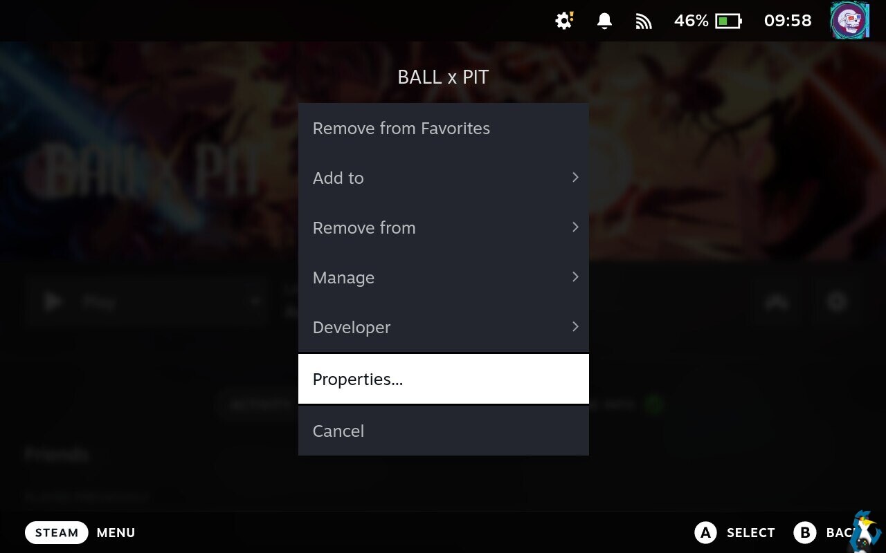 SteamOS - Properties Menu SteamOS - Properties Menu