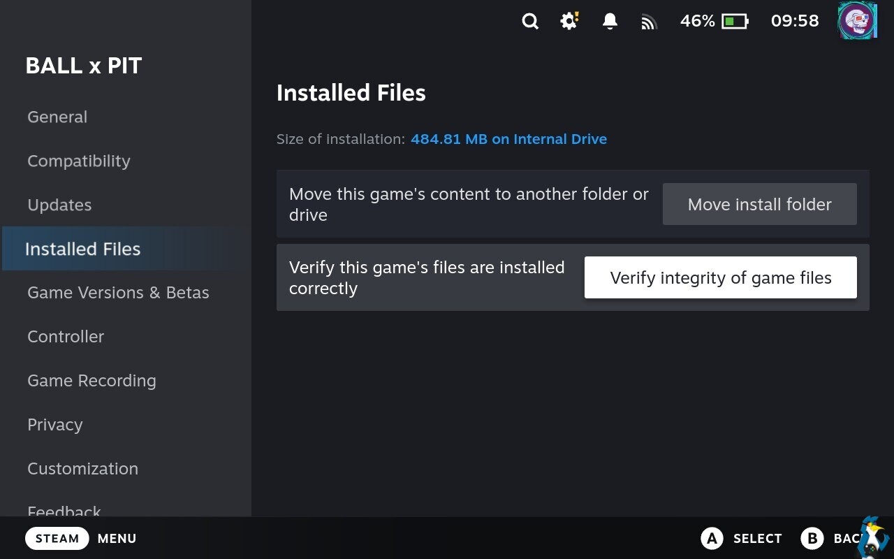 SteamOS - Installed Files menu SteamOS - Installed Files menu